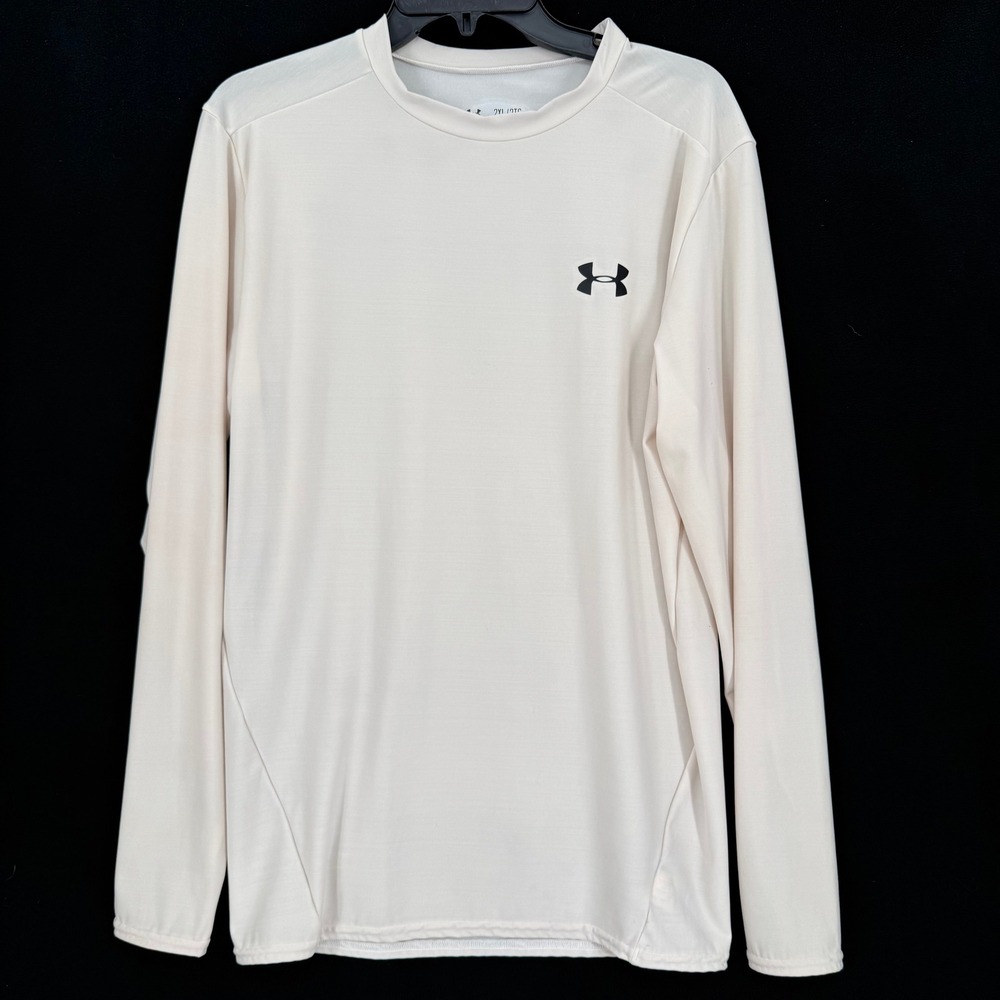 Under Armour Compression Shirt Mens 2XL Long Sleeve Cream White HeatGear1201163‎
